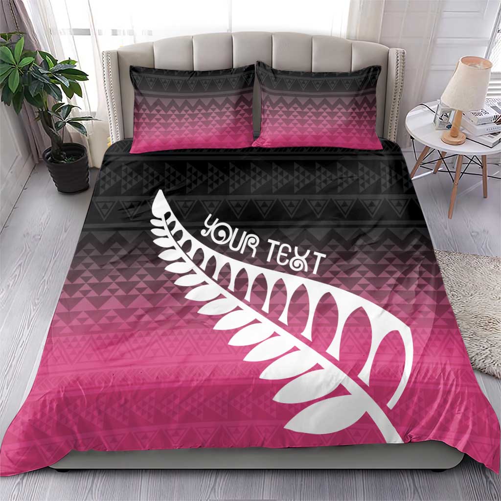 Pink Silver Fern Spirit Taniko Tukutuku Personalised Bedding Set
