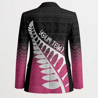 Pink Silver Fern Spirit Taniko Tukutuku Personalised Blazer - Polynesian Pride