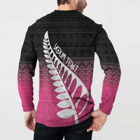 Pink Silver Fern Spirit Taniko Tukutuku Personalised Button Sweatshirt