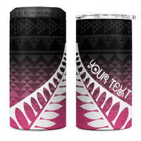 Pink Silver Fern Spirit Taniko Tukutuku Personalised 4 in 1 Can Cooler Tumbler
