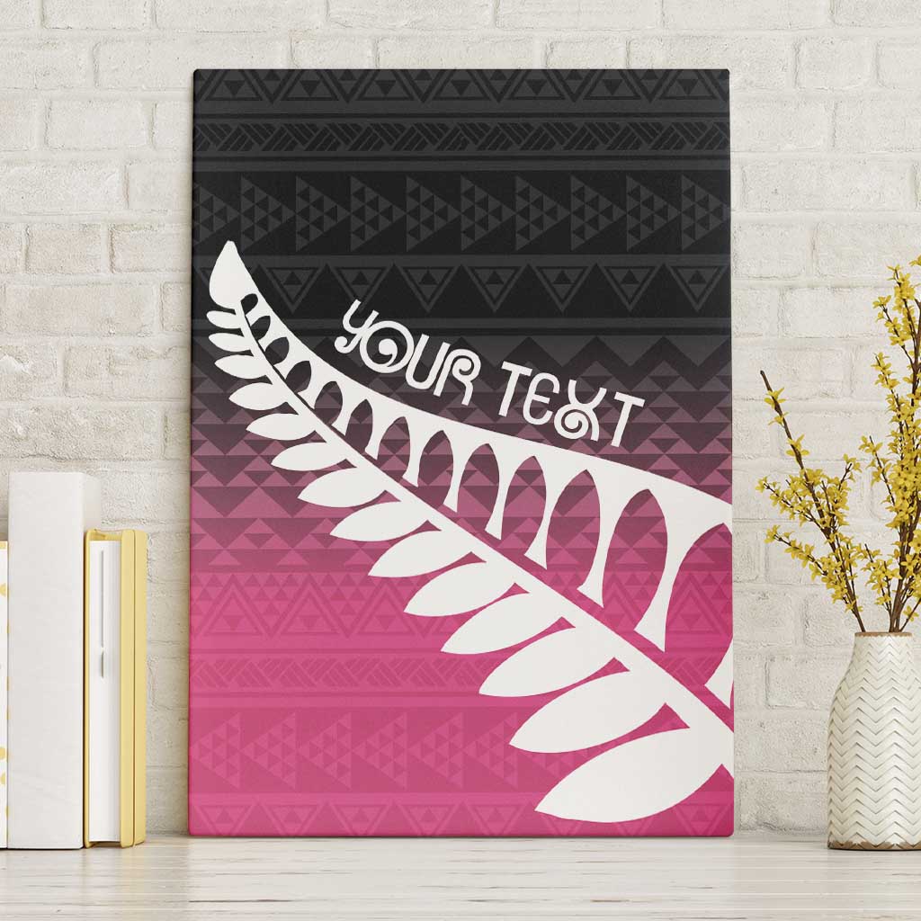 Pink Silver Fern Spirit Taniko Tukutuku Personalised Canvas Wall Art