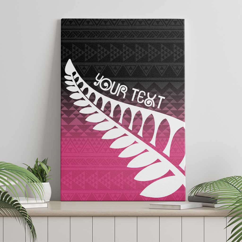 Pink Silver Fern Spirit Taniko Tukutuku Personalised Canvas Wall Art