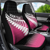 Pink Silver Fern Spirit Taniko Tukutuku Personalised Car Seat Cover