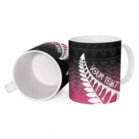 Pink Silver Fern Spirit Taniko Tukutuku Personalised Ceramic Mug - Polynesian Pride