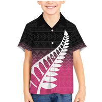 Pink Silver Fern Spirit Taniko Tukutuku Personalised Family Matching Mermaid Dress and Hawaiian Shirt