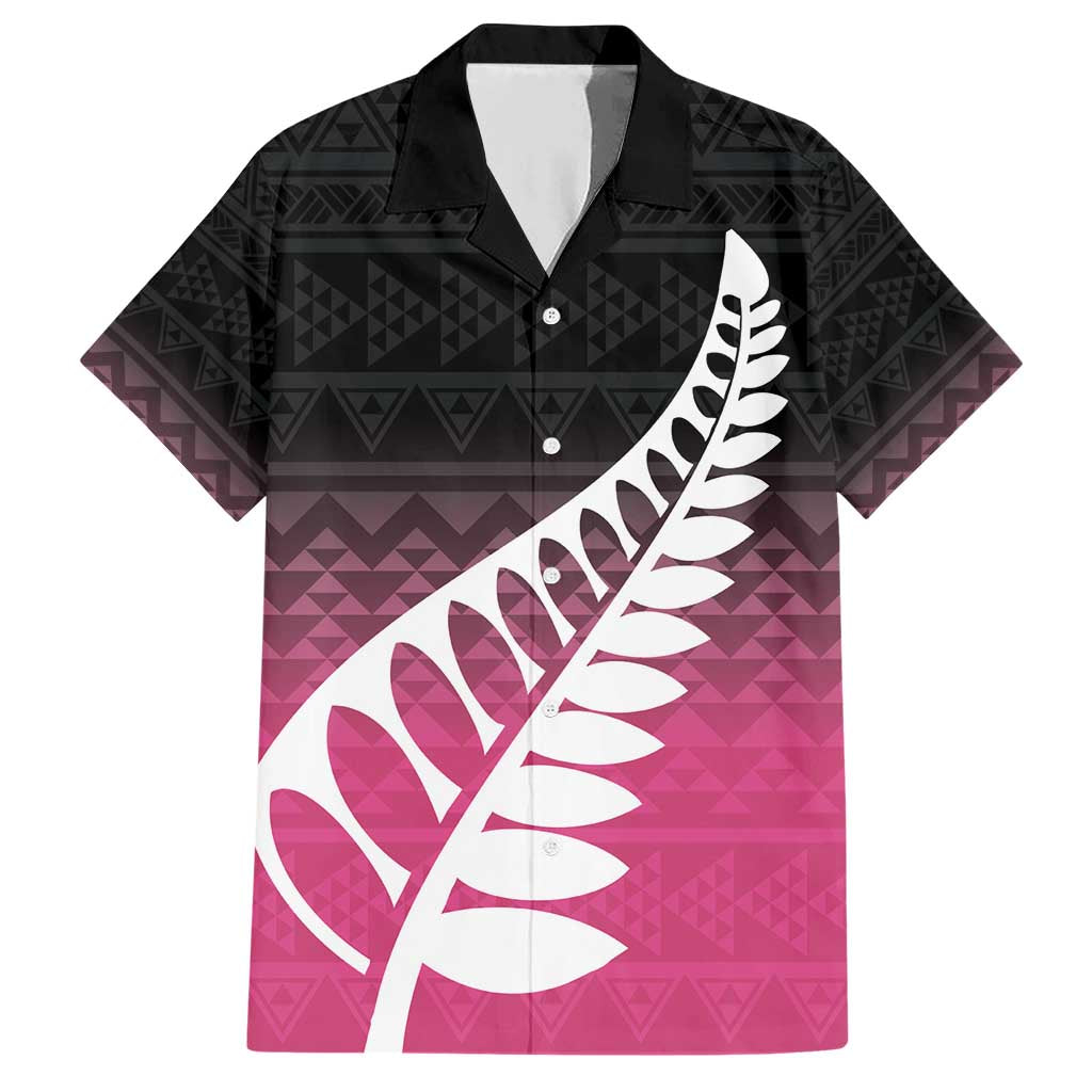 Pink Silver Fern Spirit Taniko Tukutuku Personalised Family Matching Short Sleeve Bodycon Dress and Hawaiian Shirt