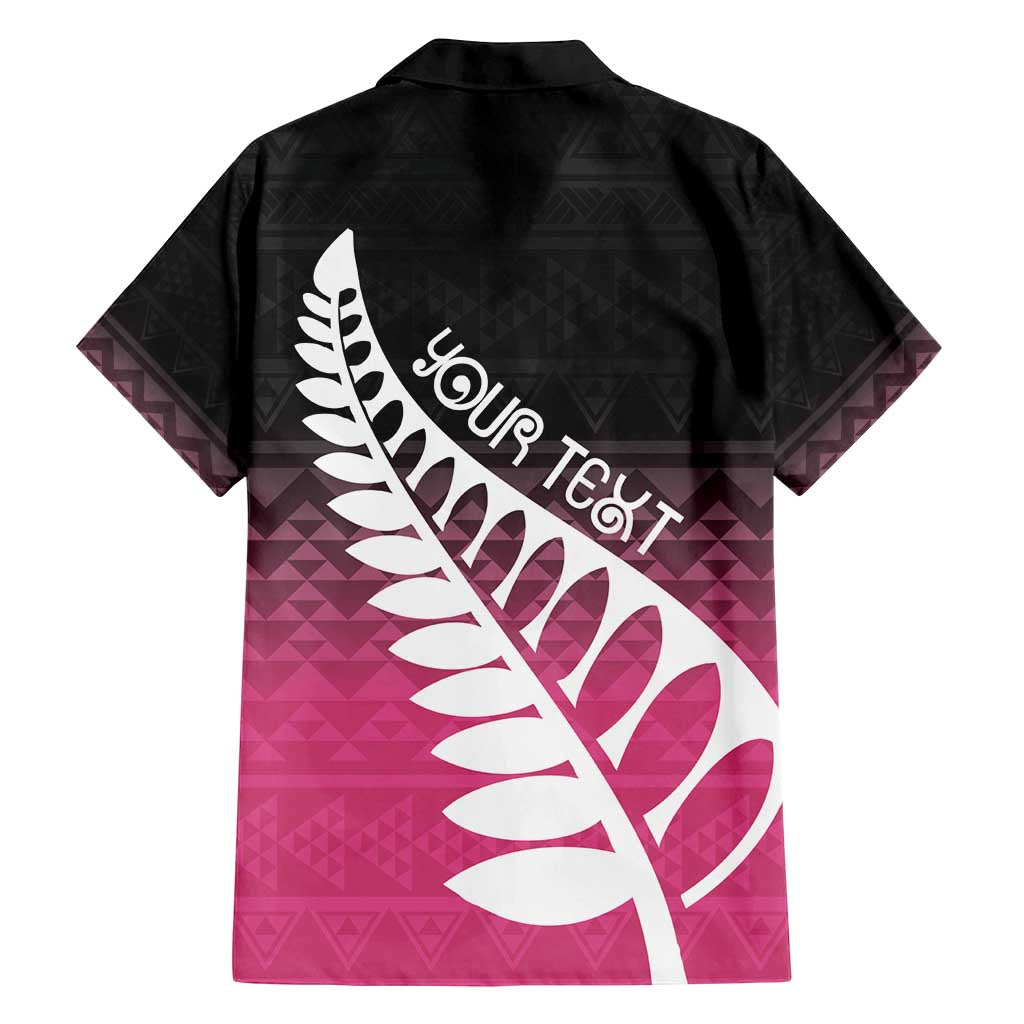 Pink Silver Fern Spirit Taniko Tukutuku Personalised Family Matching Tank Maxi Dress and Hawaiian Shirt