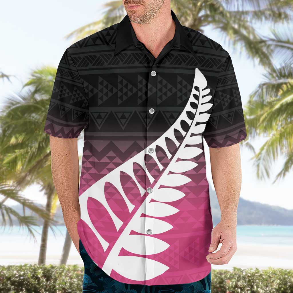 Pink Silver Fern Spirit Taniko Tukutuku Personalised Hawaiian Shirt