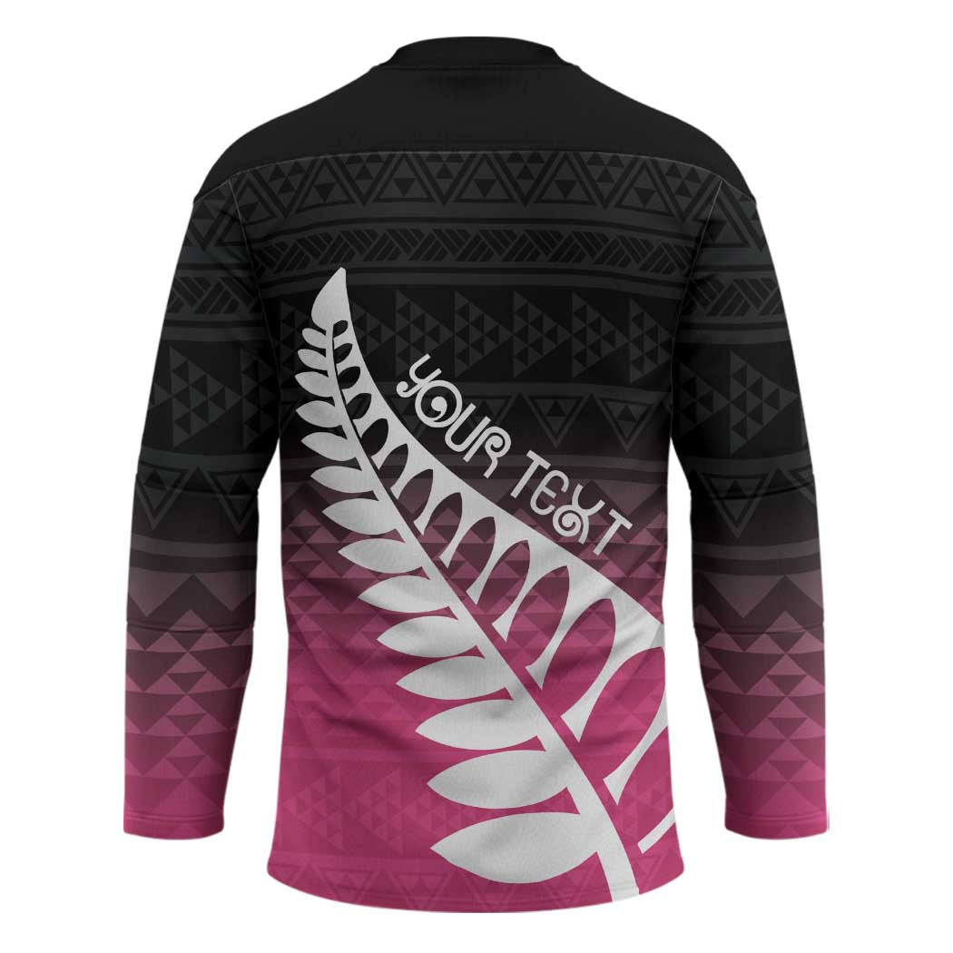 Pink Silver Fern Spirit Taniko Tukutuku Personalised Hockey Jersey - Polynesian Pride