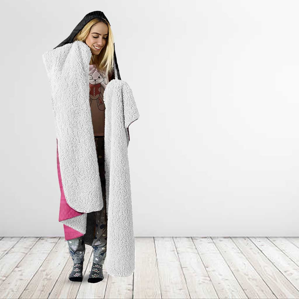 Pink Silver Fern Spirit Taniko Tukutuku Personalised Hooded Blanket
