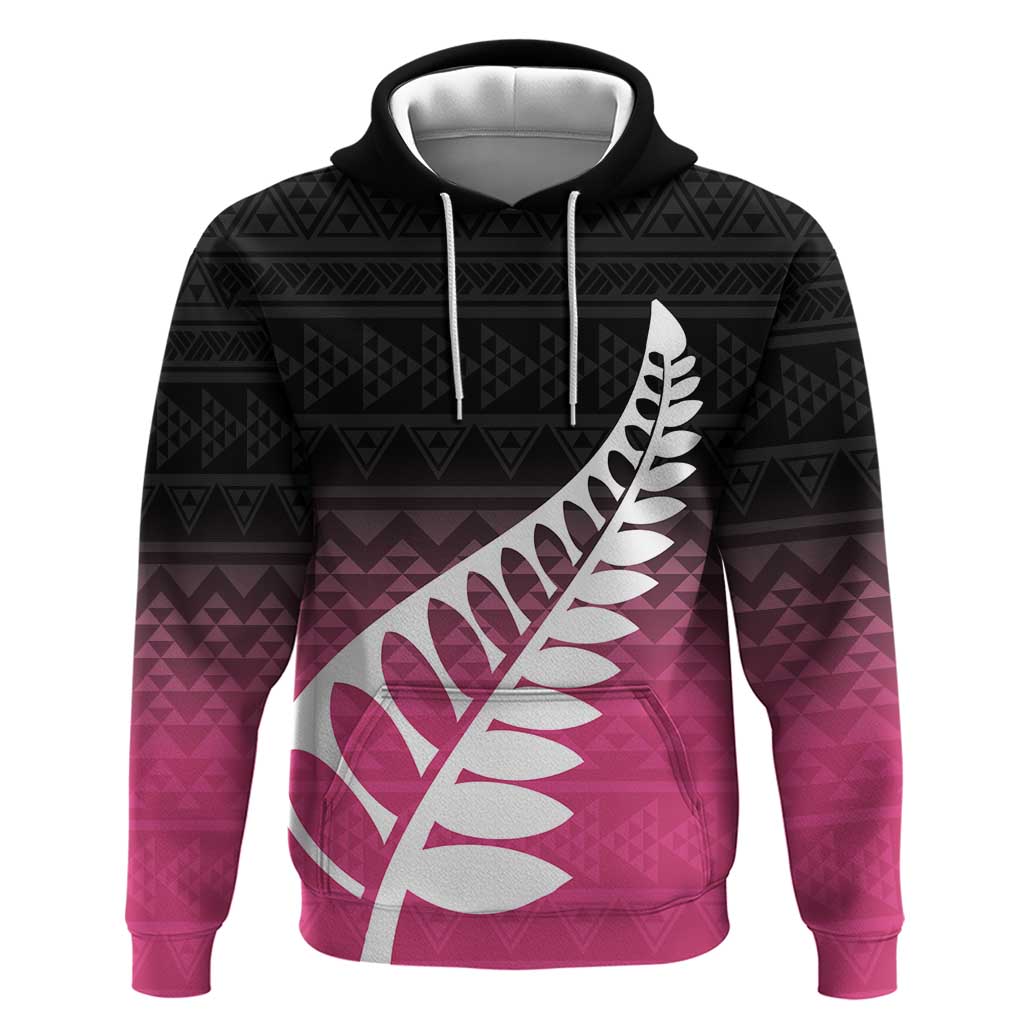 Pink Silver Fern Spirit Taniko Tukutuku Personalised Hoodie