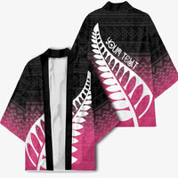 Pink Silver Fern Spirit Taniko Tukutuku Personalised Kimono - Polynesian Pride