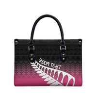 Pink Silver Fern Spirit Taniko Tukutuku Personalised Leather Bag - Polynesian Pride