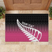 Pink Silver Fern Spirit Taniko Tukutuku Personalised Rubber Doormat