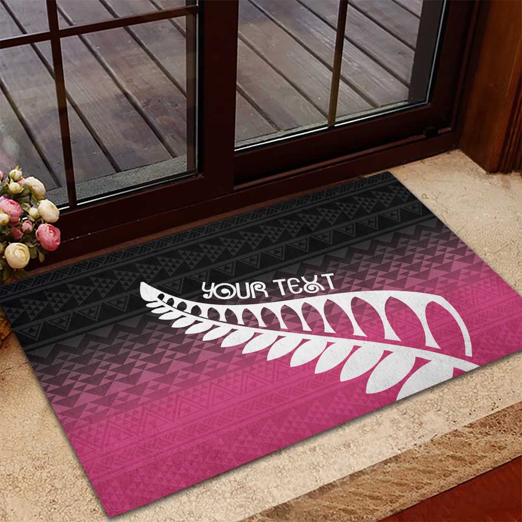 Pink Silver Fern Spirit Taniko Tukutuku Personalised Rubber Doormat