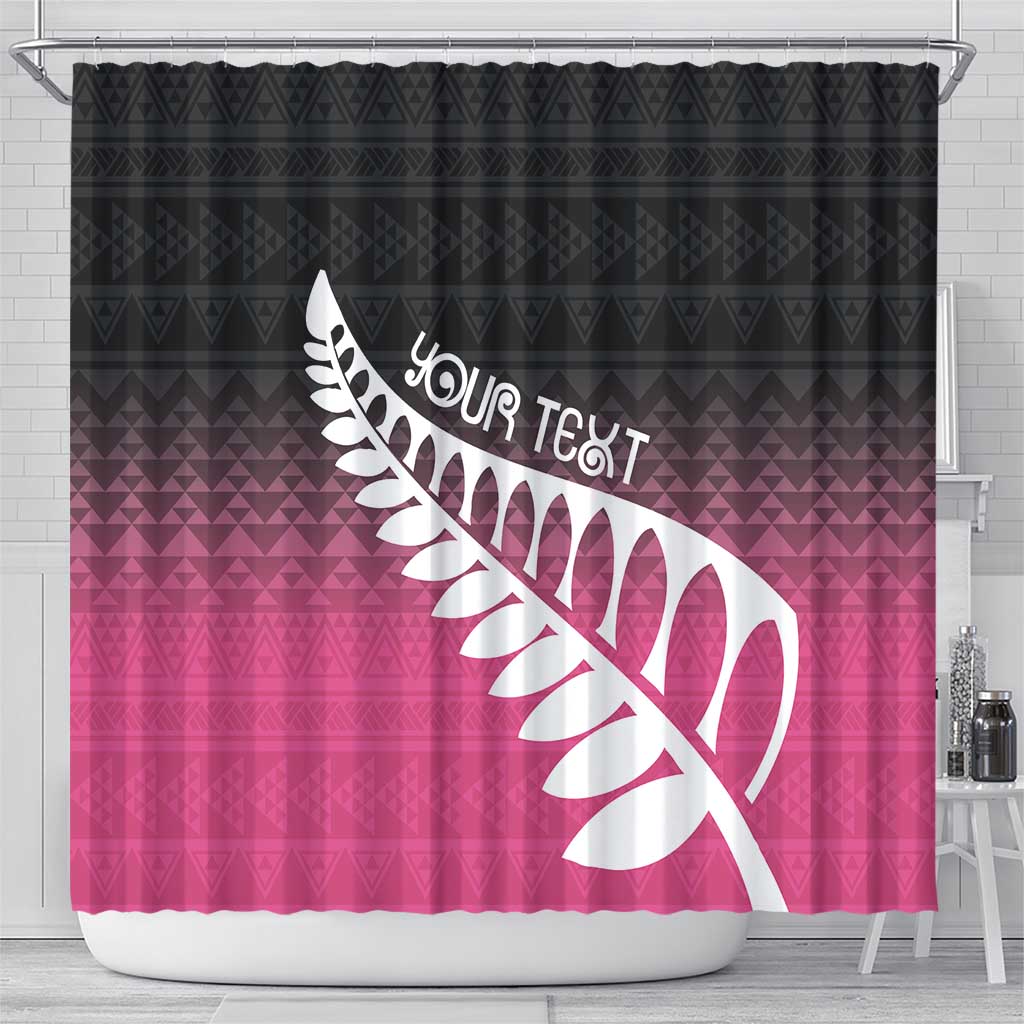 Pink Silver Fern Spirit Taniko Tukutuku Personalised Shower Curtain