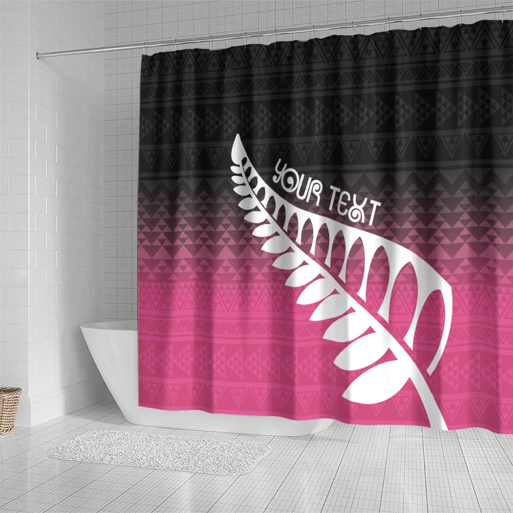 Pink Silver Fern Spirit Taniko Tukutuku Personalised Shower Curtain