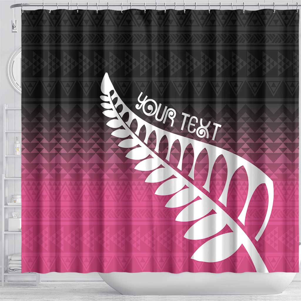 Pink Silver Fern Spirit Taniko Tukutuku Personalised Shower Curtain