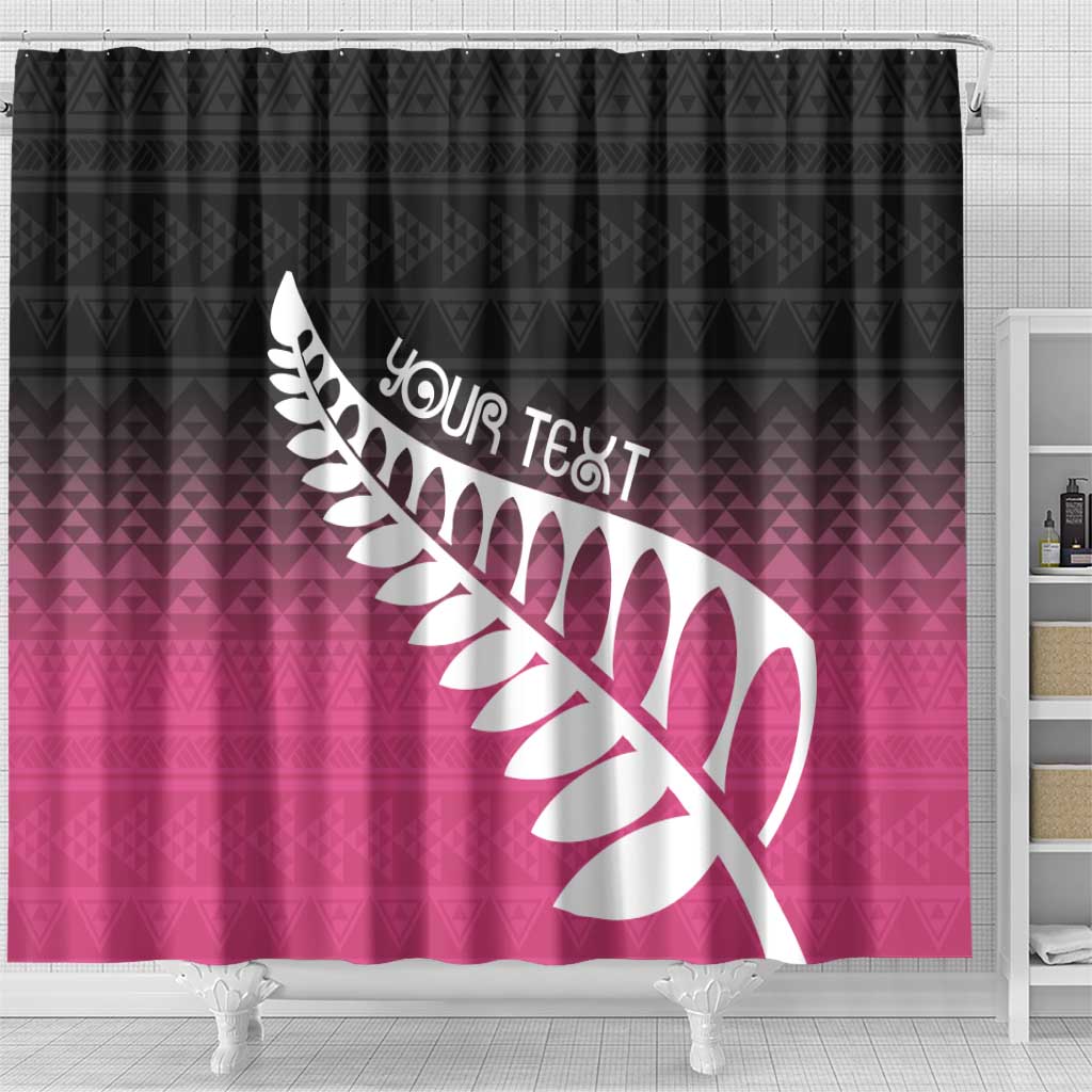 Pink Silver Fern Spirit Taniko Tukutuku Personalised Shower Curtain