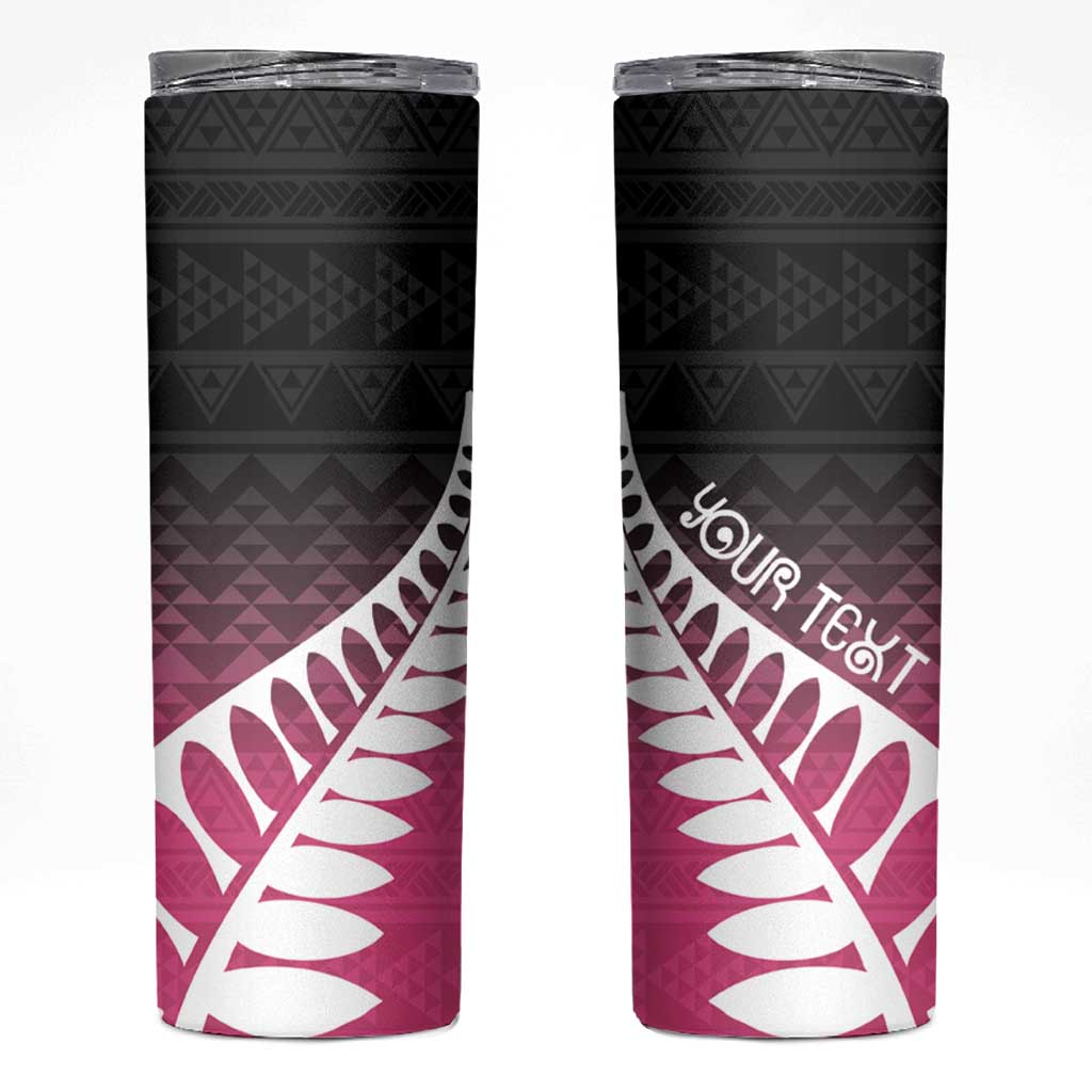 Pink Silver Fern Spirit Taniko Tukutuku Personalised Skinny Tumbler