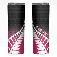 Pink Silver Fern Spirit Taniko Tukutuku Personalised Skinny Tumbler