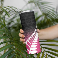 Pink Silver Fern Spirit Taniko Tukutuku Personalised Skinny Tumbler