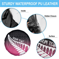 Pink Silver Fern Spirit Taniko Tukutuku Personalised Spare Tire Cover
