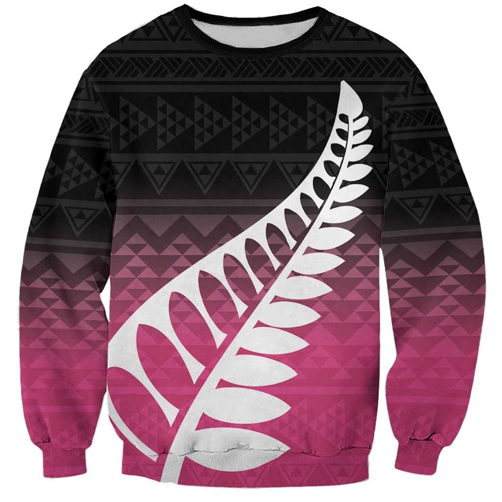 Pink Silver Fern Spirit Taniko Tukutuku Personalised Sweatshirt LT9 Unisex Pink - Polynesian Pride