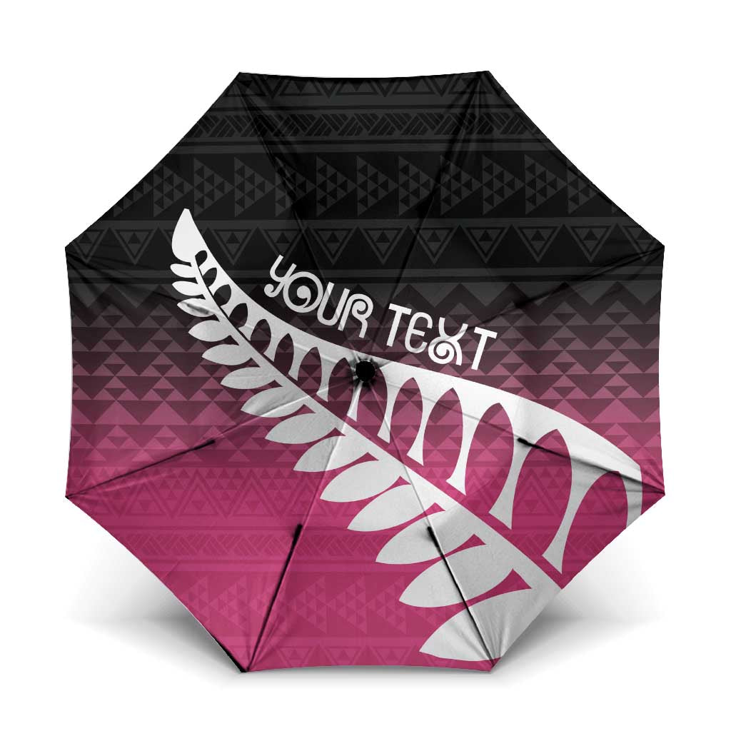 Pink Silver Fern Spirit Taniko Tukutuku Personalised Umbrella - Polynesian Pride