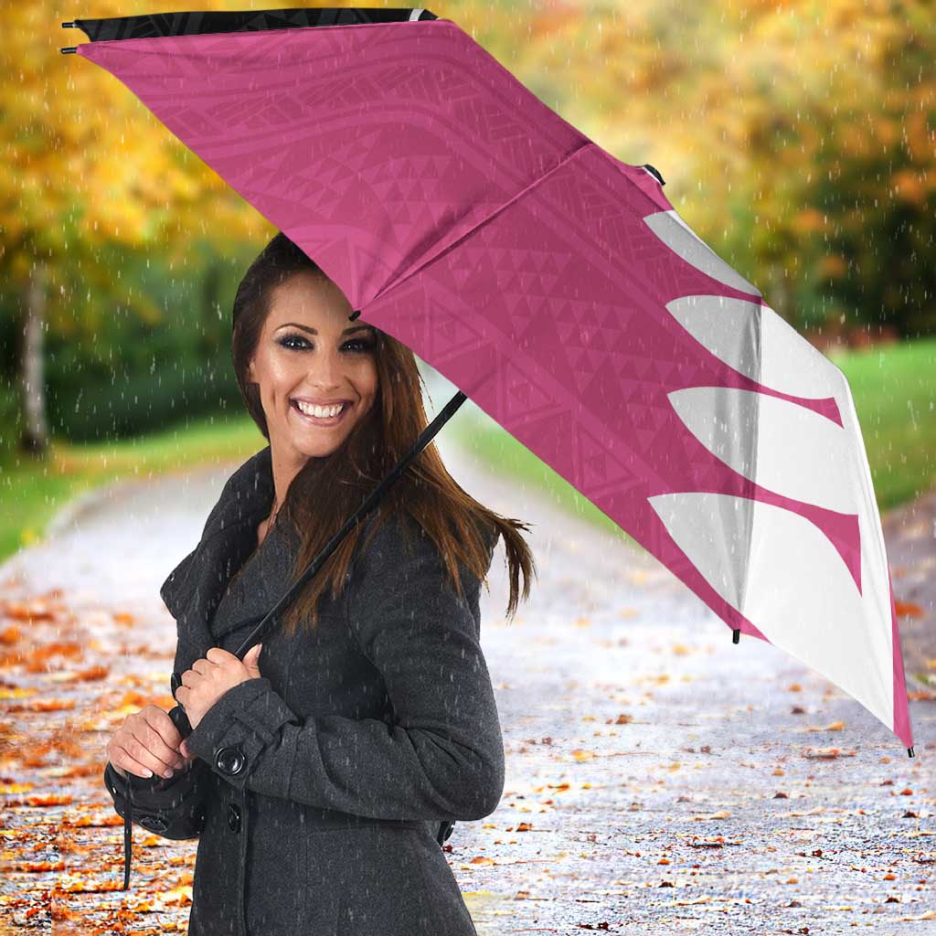 Pink Silver Fern Spirit Taniko Tukutuku Personalised Umbrella - Polynesian Pride