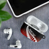 Red Silver Fern Spirit Taniko Tukutuku Personalised AirPods Case - Polynesian Pride
