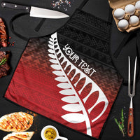 Red Silver Fern Spirit Taniko Tukutuku Personalised Apron - Polynesian Pride