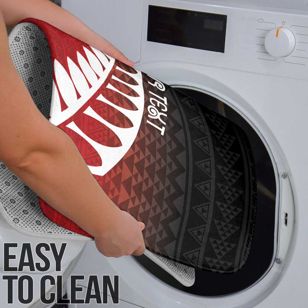 Red Silver Fern Spirit Taniko Tukutuku Personalised Bathroom Set - Polynesian Pride