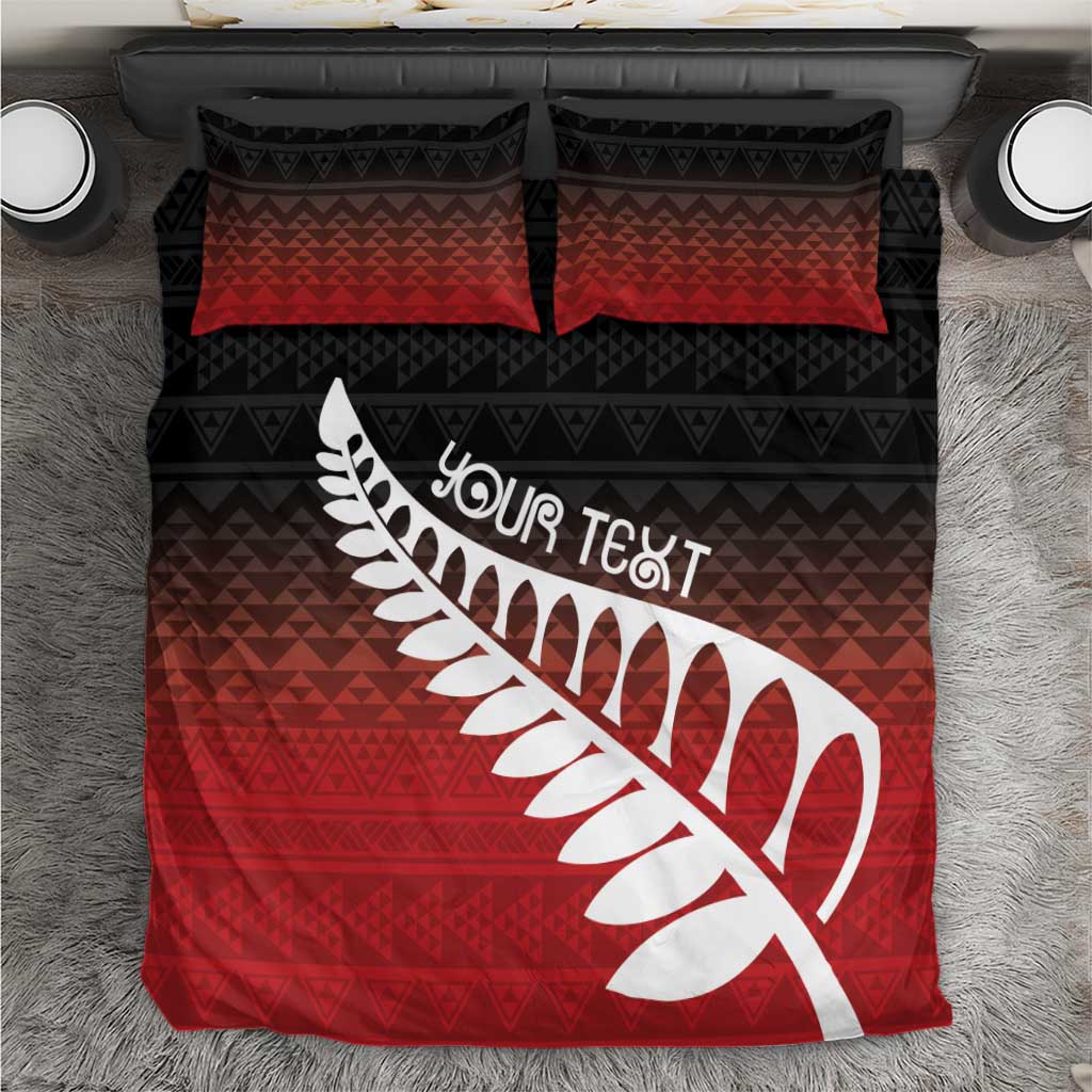 Red Silver Fern Spirit Taniko Tukutuku Personalised Bedding Set