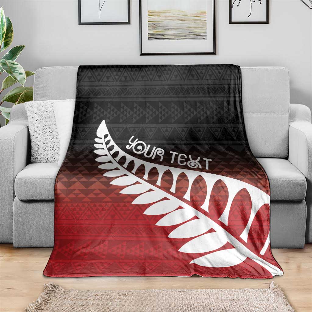 Red Silver Fern Spirit Taniko Tukutuku Personalised Blanket