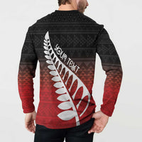 Red Silver Fern Spirit Taniko Tukutuku Personalised Button Sweatshirt