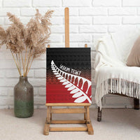 Red Silver Fern Spirit Taniko Tukutuku Personalised Canvas Wall Art
