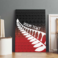 Red Silver Fern Spirit Taniko Tukutuku Personalised Canvas Wall Art