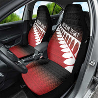 Red Silver Fern Spirit Taniko Tukutuku Personalised Car Seat Cover