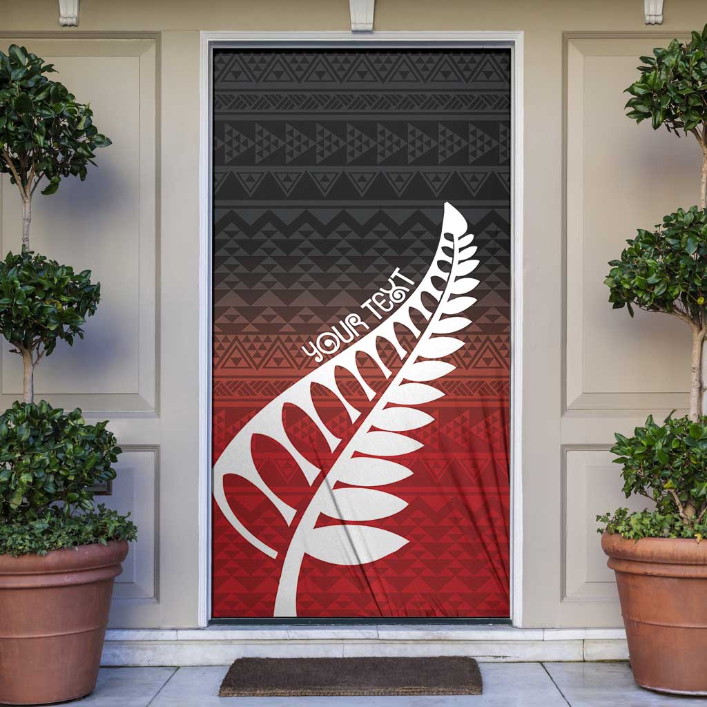 Red Silver Fern Spirit Taniko Tukutuku Personalised Door Cover - Polynesian Pride