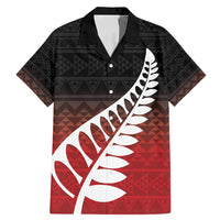Red Silver Fern Spirit Taniko Tukutuku Personalised Family Matching Mermaid Dress and Hawaiian Shirt