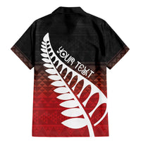 Red Silver Fern Spirit Taniko Tukutuku Personalised Family Matching Mermaid Dress and Hawaiian Shirt