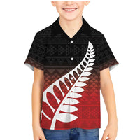 Red Silver Fern Spirit Taniko Tukutuku Personalised Family Matching Mermaid Dress and Hawaiian Shirt