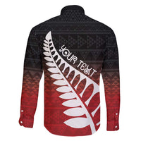Red Silver Fern Spirit Taniko Tukutuku Personalised Family Matching Puletasi and Hawaiian Shirt