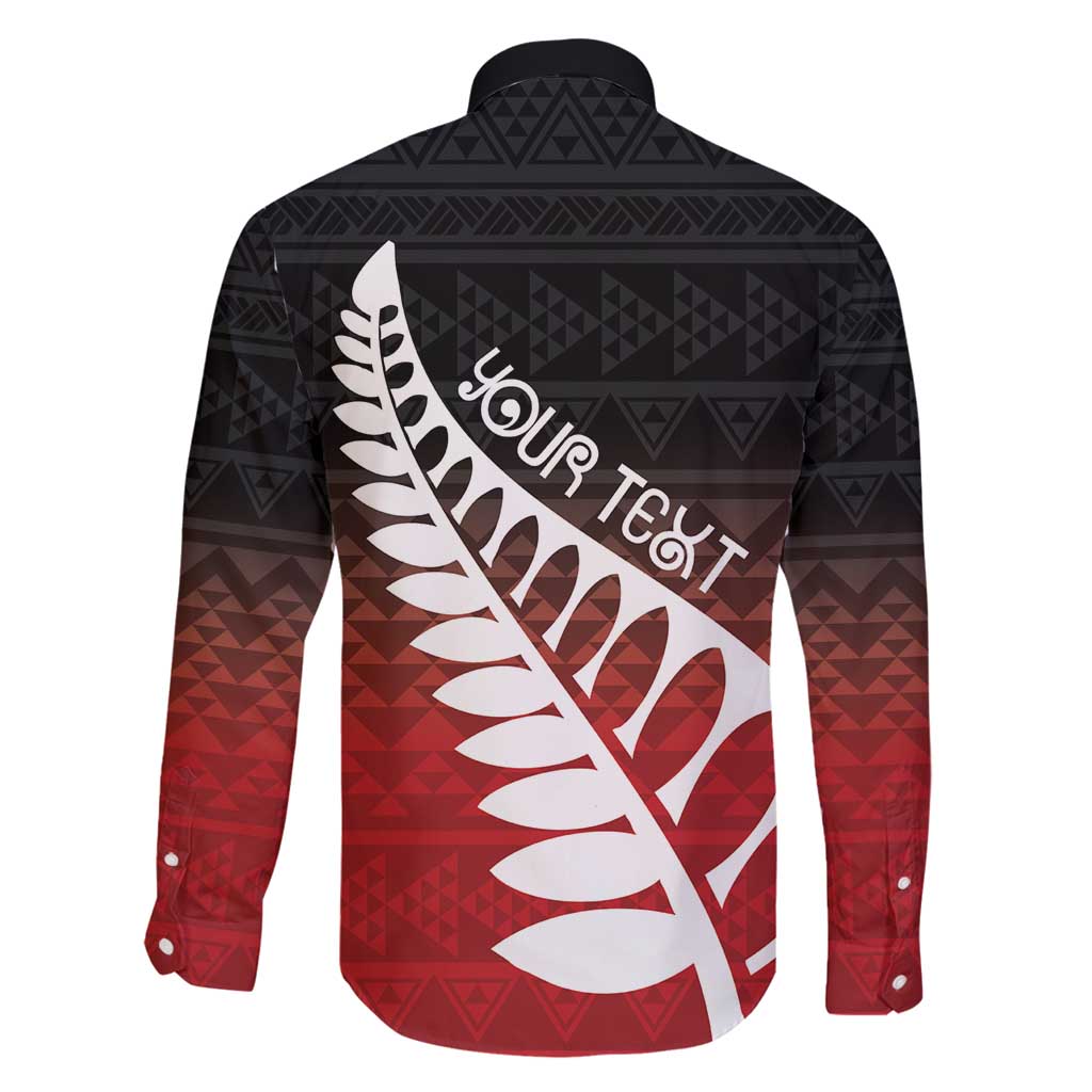 Red Silver Fern Spirit Taniko Tukutuku Personalised Family Matching Tank Maxi Dress and Hawaiian Shirt