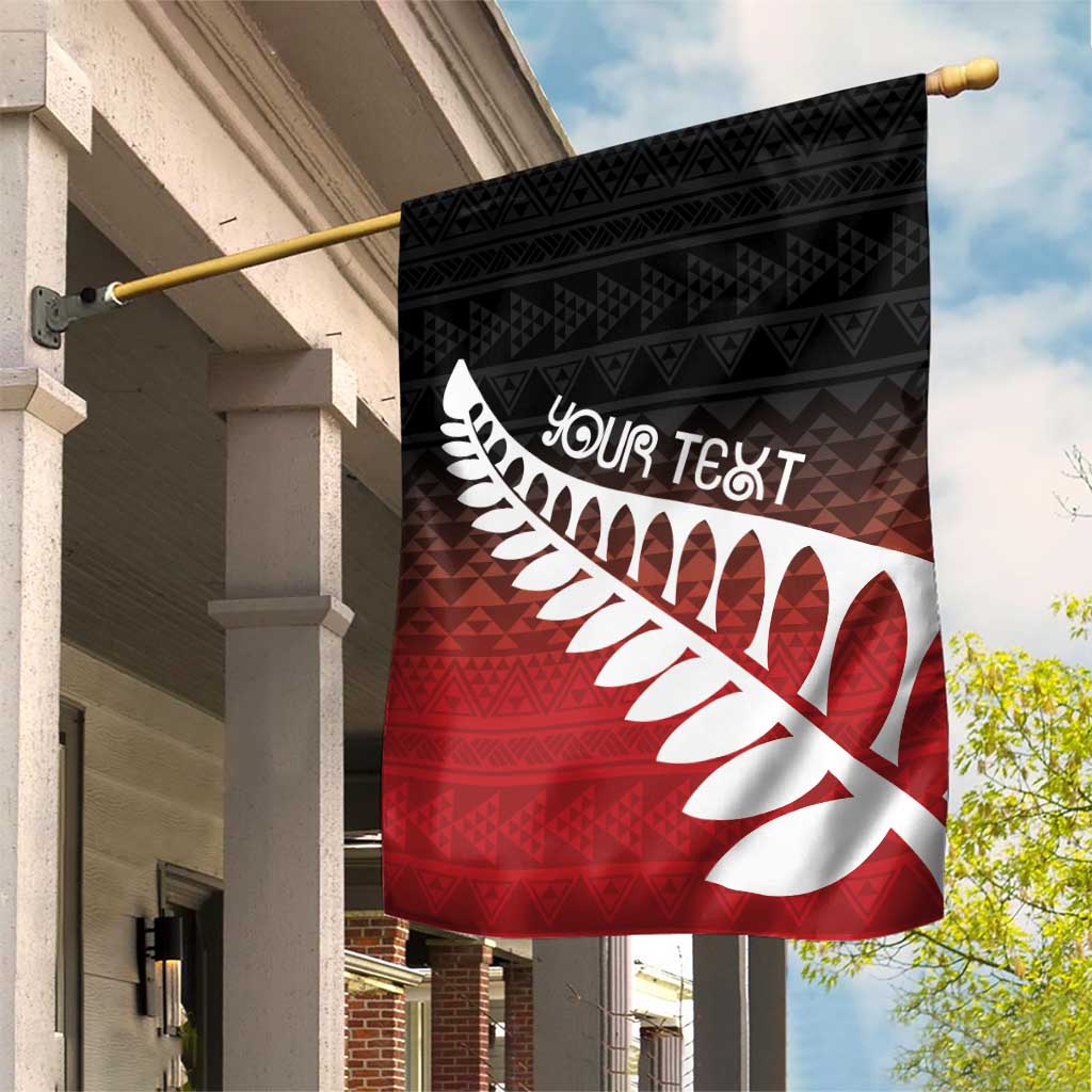 Red Silver Fern Spirit Taniko Tukutuku Personalised Garden Flag