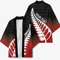 Red Silver Fern Spirit Taniko Tukutuku Personalised Kimono - Polynesian Pride