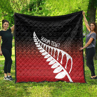 Red Silver Fern Spirit Taniko Tukutuku Personalised Quilt