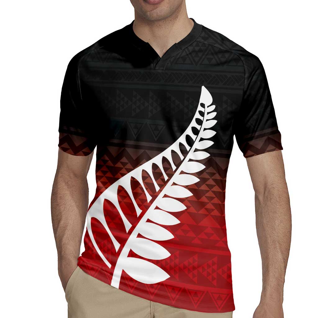 Red Silver Fern Spirit Taniko Tukutuku Personalised Rugby Jersey