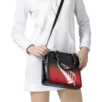 Red Silver Fern Spirit Taniko Tukutuku Personalised Shoulder Handbag